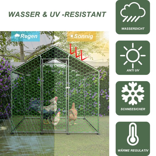Hühnerstall Freilaufgehege XXL Hasengehege verzinktem Hühnerhaus Geflügelstall - Bild 6 von 9