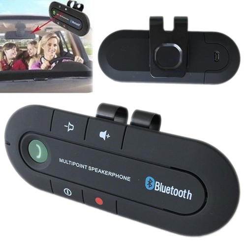 Wireless Bluetooth Hands Free Car Kit Speakerphone Speaker Phone Visor Clip - Picture 1 of 8