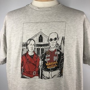 Vtg-90s-Vanson-Leathers-American-Gothic-Shirt-Adult-XL-Double-Sided-Short-Sleeve