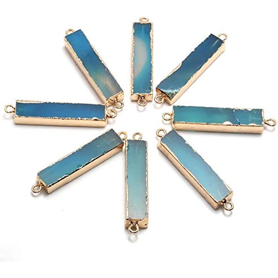 Conectores colgantes de piedra de ágata azul natural de 5 piezas para hacer joyas collar Foto 2 de 4
