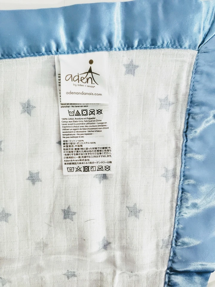 Manta de seguridad aden + anais muselina cómoda Issie Luke azul estrella blanco gris Foto 3 de 3