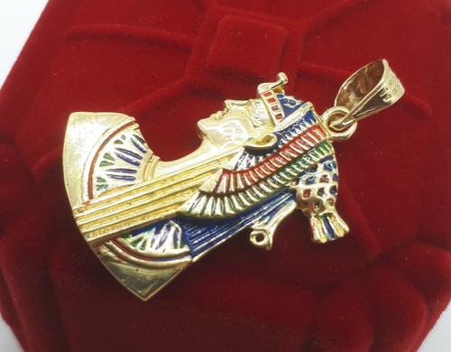 DISEÑO ÚNICO REINA CLEOPATRA ORO AMARILLO 18K EGIPCIO HECHO A MANO 7,2 GR - Imagen 6 de 12