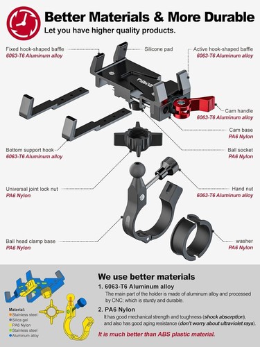 Fahrrad Handyhalter Aluminium Motorrad universal 4,5-7 Zoll 360° Drehung - 第 10/12 張圖片
