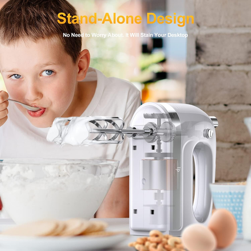 Hand Mixer Electric, 400W Food Mixer 5 Speeds Handheld Blender, 5 Stainless Stee - Picture 2 of 7