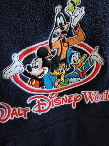 Vintage Walt Disney World embroidered Hood fleece pullover unisex Sz Small - Picture 6 of 7