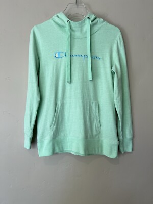 Champion Hoodie Womens Small Spellout Script Logo Light Green Tee