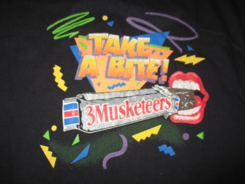 Vintage Anvil Black Label - "Take a Bite" 3 MUSKETEERS Bar (2XL) T-Shirt - Picture 1 of 1