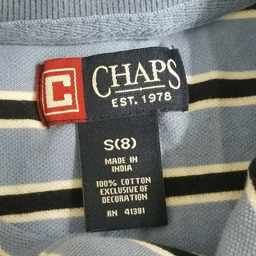 Lot 2 Boys Polo Shirts Size 8-10 Chaps Falls Creek Blue Stripe Solid S/S - Picture 9 of 9