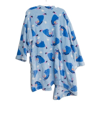 Disney Eeyore Plush Fleece Robe Size XL Blue Cozy Wrap With Pockets - Picture 4 of 6