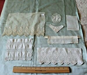 French-Antique-Lace-amp-Embroidery-Doll-Bundling-Group-7-Pieces-Bridal