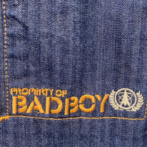 Vintage BadBoy Denim Jacket Mens XLarge Blue Striped Pockets Hip Hop - Picture 3 of 12