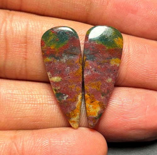 Natural Blood Stone Pair Cabochon Loose Gemstone For Jewelry Making - Picture 27 of 28