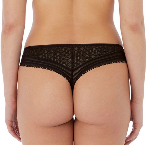 Freya Viva Lace Brazilian Brief Size S 10 12 Noir Black Knickers 5647 New - Picture 2 of 12