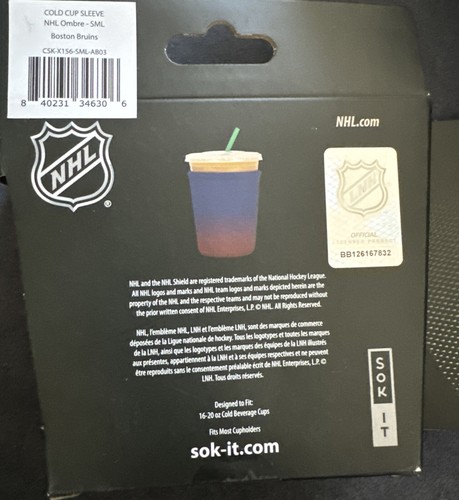 NHL Boston Bruins Hockey Reusable Cold Cup Sleeve 16-20 Oz Cup Coffee - Picture 2 of 2