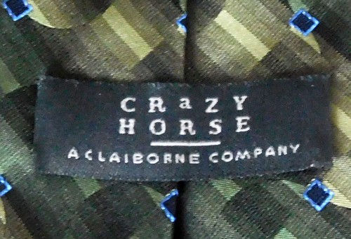 Corbata de cuello para hombre Crazy Horse 100 % verde seda y blues - ¡Bonita! - Imagen 5 de 5