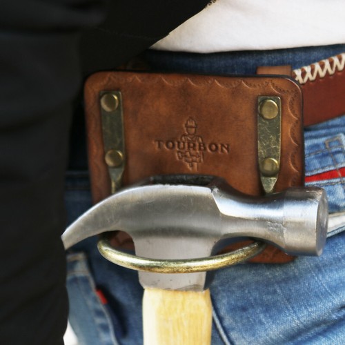 TOURBON Leather Axe Belt Holster Hammer Wrench Holder Workshop Tools Carry - Picture 12 of 21