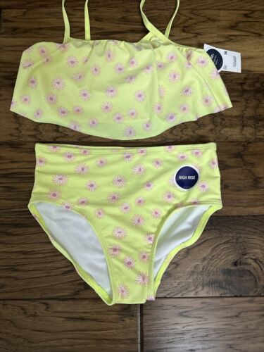 Oshkosh B'Gosh Girls Floral Bikini Set 2 Piece Swimsuit High Waist Sz 14 UPF 50+ - Picture 3 of 5