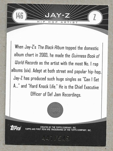 2005-06 TOPPS FIRST ROW JAY-Z #146 ROOKIE #D 441/549 NM-MT - Picture 2 of 2