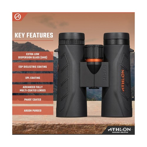 Athlon Optics 8x42 Midas G2 UHD Black Binoculars with Eye Relief for Adults a... - Picture 3 of 9