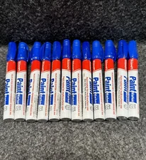 12 Pack Blue Paint Markers Bullet Tip Multi Surface Industrial Permanent 19N840