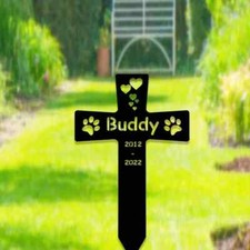 Custom Metal Pet Memorial Stake, Dog Paw Prints Grave Marker, Dog Cat Loss Gift