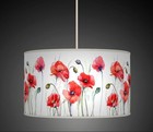  Red Watercolour Poppy Floral Flower black Handmade Printed lampshade 606