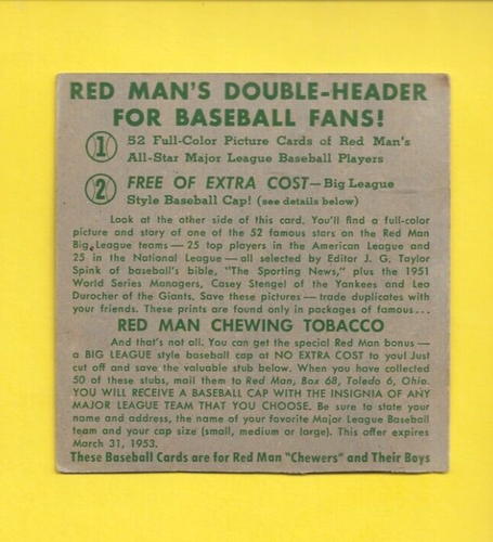 1952 Red Man Sal Maglie NL #14 New York Giants G/VG No Tab FREE SHIPPING - Picture 2 of 2
