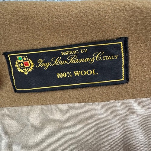 Fleurette Loro Piana Wool Overcoat Womens Tan Mid Length Button Coat Size 16 - Picture 6 of 15