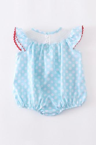 Boutique Baby Girls Princess Ariel Little Mermaid Smocked Embroidered Romper - Picture 5 of 6