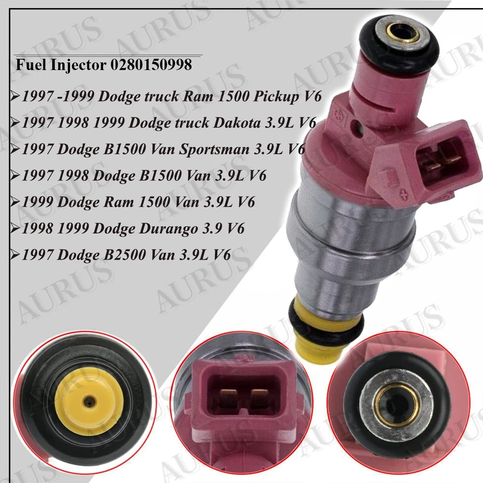 Inyectores de combustible Bosch X6 OEM para Dodge B1500 B2500 1997-1999 Dakota Ram 1500 3,9 L Foto 2 de 4