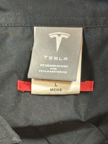 Tesla Motors Hemd Herren Medium Schwarz Mitarbeiter Freizeit Knopfleiste Logo Langarm - Bild 2 von 3