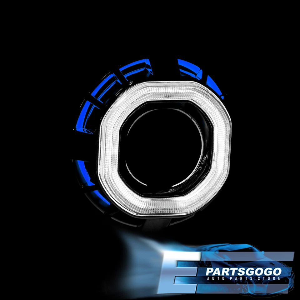 2.5" Bi Xenon Headlight Projector Retrofit Square CCFL Dual Halo Blue White HID Foto 4 de 4
