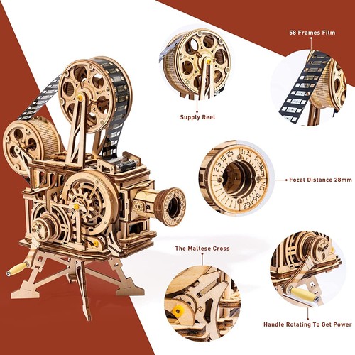 ROKR Vitascope 3D DIY Wooden Puzzle Mechanical Gear Vintage Projector Adult Gift - Picture 12 of 13