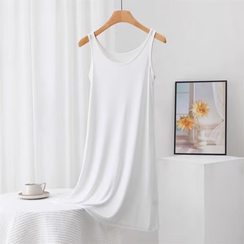 Women Sleeveless Modal Cotton Nightgown Sling Sleep Dress Casual Sleepwear - Picture 4 of 14