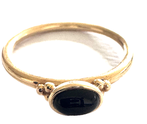 Authentic Pandora 14k Golden Horizon ONYX Cabochon Ring 150161ON 58 - Picture 8 of 8