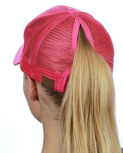 Women's Ponytail Cap Messy Buns Ponycap Adjustable Mesh Baseball Hat -13 colours - Picture 39 of 39
