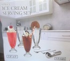 Ice Cream Serving Set of 4 Glasses 4 Spoons & Scoop Le Regalo 9 Pc - New