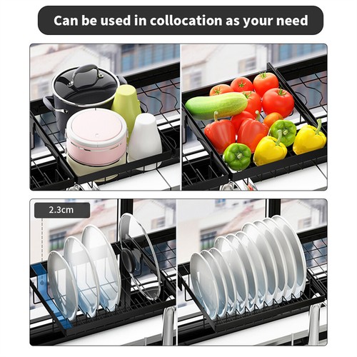 Large Over Sink Dish Drying Rack Stainless Steel Kitchen Supplies Storage Shelf - Picture 11 of 13