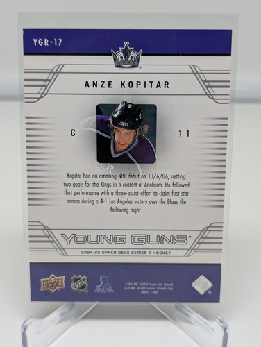2024-25 Upper Deck Series 1 Anze Kopitar #YGR-17 Young Guns Renewed LA Kings - Picture 2 of 2