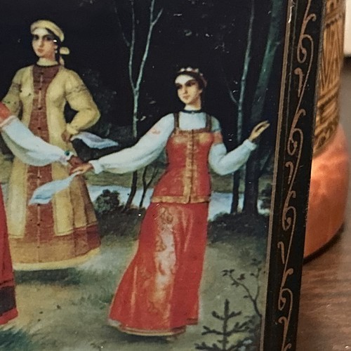 Boyarinoff Russian Lacquer Trinket Tea Box Collectible Dancing Girls 4x5.5" - Picture 4 of 22