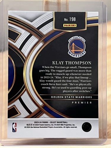 2023-24 Panini Select - Premier Level Blue #198 Klay Thompson - Picture 2 of 2