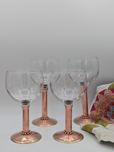 MM C2000 Morningstar Metalworks Studio Art Kupfer Messing Glas Paar Weinkelche - Bild 6 von 6
