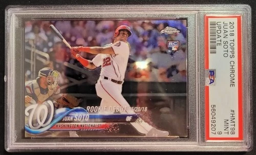 JUAN SOTO 2018 TOPPS CHROME UPDATE #HMT98 ROOKIE RC NEW YORK METS PSA 9