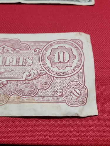 Billete de diez rupias del gobierno japonés de colección estado circulado dinero mundial - Imagen 6 de 8