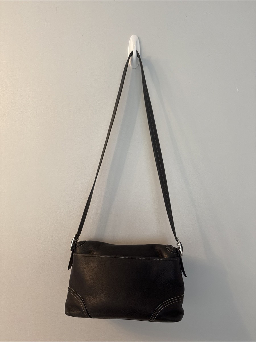 Vintage Coach F13085 Hampton Flap White Pebbled Leather Bag