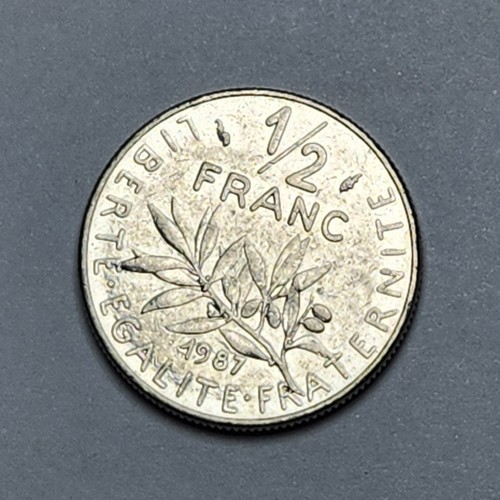 1987 France 1/2 Franc Coin - Picture 2 of 2