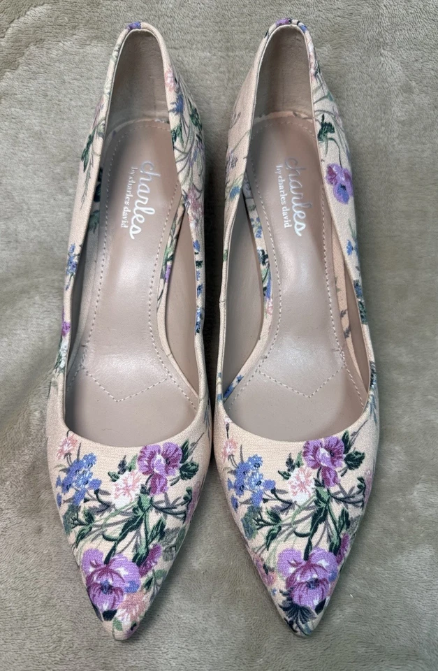 Zapatos de salón sexy de tacón florales Addie talla 8,5 Charles David Anthropologie nuevos sin etiquetas Foto 2 de 4