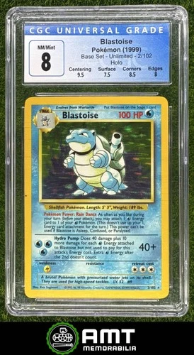 Blastoise CGC 8 1999 Pokemon Base Set Unlimited Holo #2/102 9007