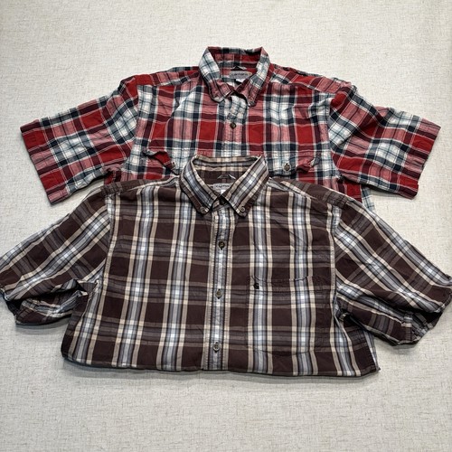 2X Carhartt Herren Größe Medium geknöpft kariert Relaxed Fit Kurzarm Arbeitshemd