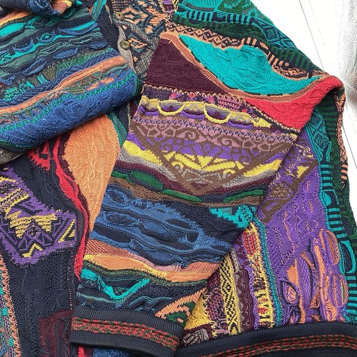 Coogi Pullover 1990er Herren 3D Strick große Knopfleiste mehrfarbig Made in Australia - Bild 17 von 24